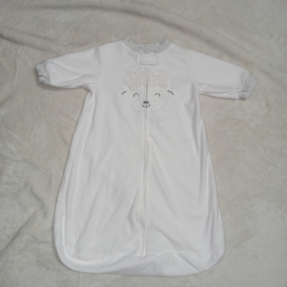 Carter's Other - 4 for $10 Carter's GUC White Lamb Longsleeve Zip Up Fleece Sleep Sack Small